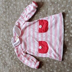 The Beaufort Bonnet Company - Pink & White Striped Dress w/ Red Pockets | 18-24M
